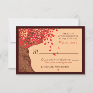 Love Couple Falling Hearts Oak Tree RSVP