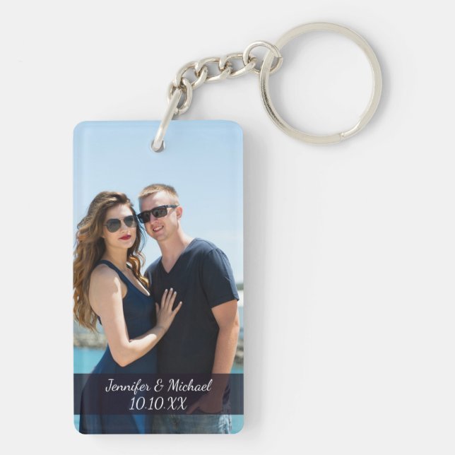 Love Couple Photo Names and Date Key Ring (Back)