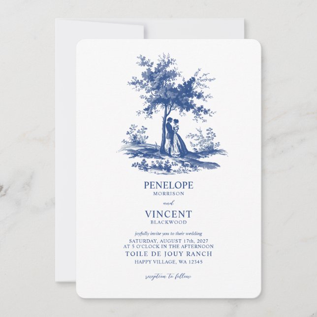 Love Couple Toile de Jouy  Invitation (Front)