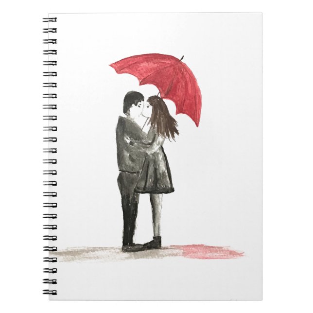 Love couple with red umbrella notebook (Front)