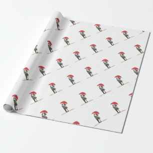 Love couple with red umbrella romantic wrapping paper
