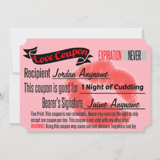 Love Coupon for CUDDLING
