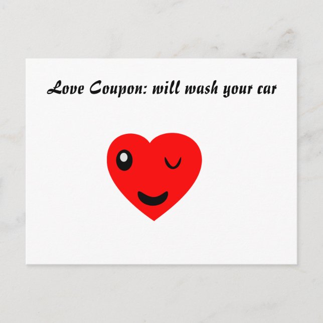 Love Coupon: will wash your car Postcard (Front)
