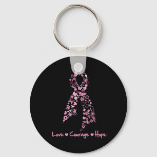 Love Courage Hope Butterfly - Breast Cancer 2 Key Ring