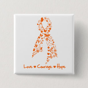 Love Courage Hope Butterfly - Leukaemia 15 Cm Square Badge
