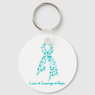 Love Courage Hope Butterfly - Ovarian Cancer Key Ring