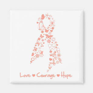 Love Courage Hope Butterfly - Uterine Cancer Magnet