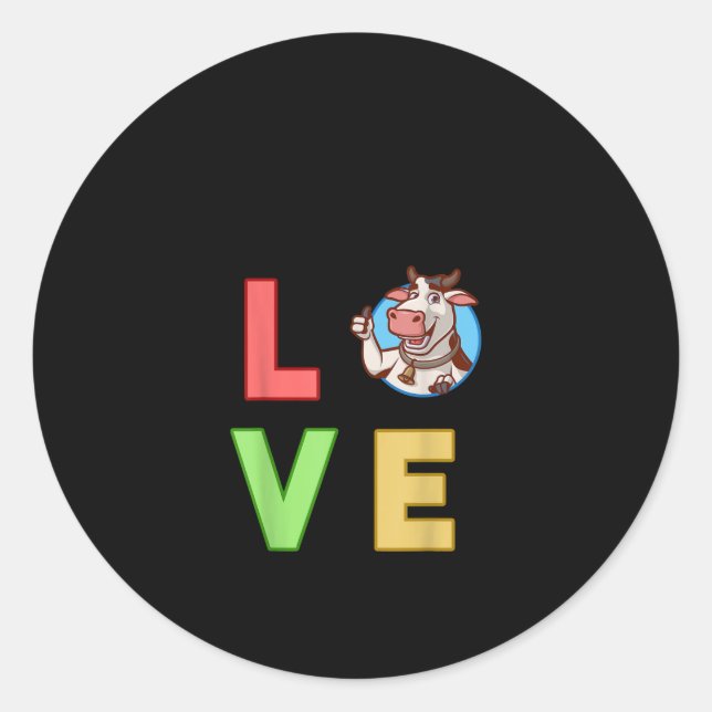 Love Cow Gift Classic Round Sticker (Front)