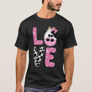 Love Cow Prin Cowgirl Milk Cow Pattern Kids Farmer T-Shirt
