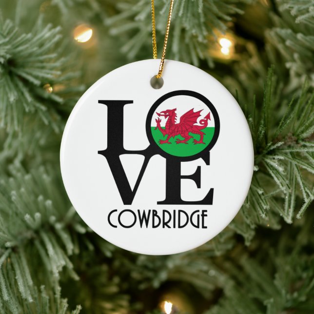 LOVE Cowbridge Wales Ceramic Ornament (Tree)