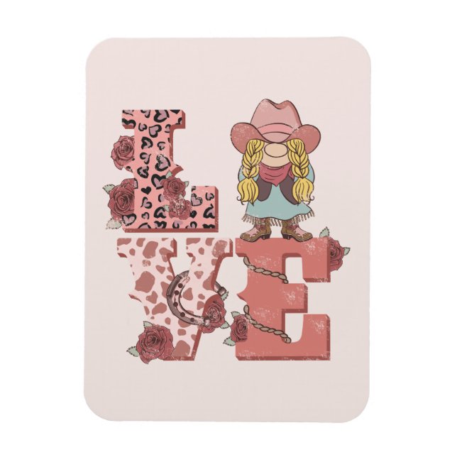 Love & Cowgirl Spirit – Vintage Country Style Magnet (Vertical)