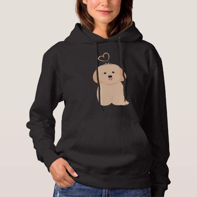 Love Cream Apricot Lhasa Apso Shih Tzu Dog Hoodie (Front)