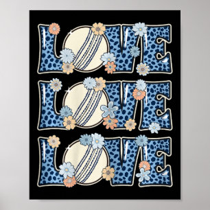 Love Cricket Lover Outfit Women Teen Girls Kids Cu Poster