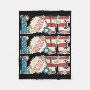 Love Cricket Lover Outfit Women Teen Girls Patriot Fleece Blanket