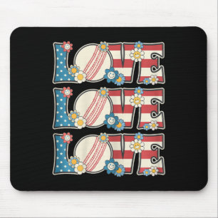 Love Cricket Lover Outfit Women Teen Girls Patriot Mouse Pad