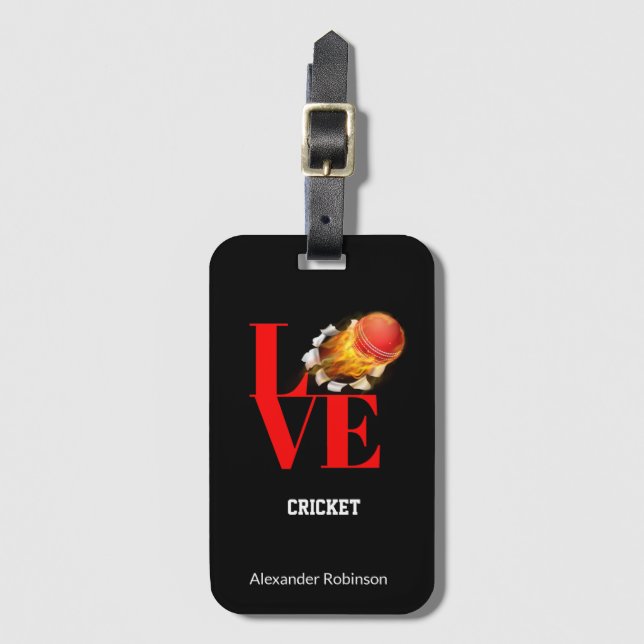 Love Cricket Personalised Sports    Luggage Tag (Front Vertical)