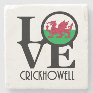 LOVE Crickhowell Wales Stone Coaster