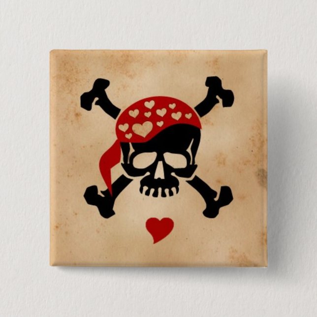 Love & Crossbones 15 Cm Square Badge (Front)