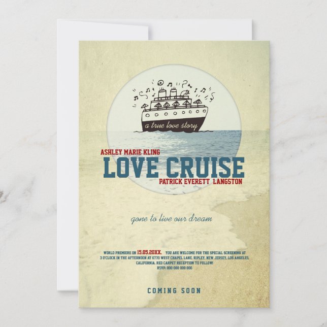 LOVE CRUISE-Gone to live our dream! Wedding Invite (Front)