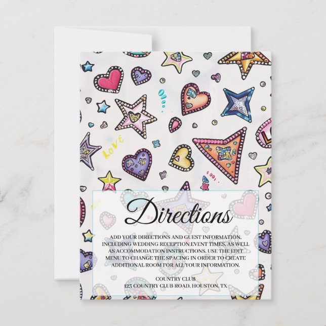 Love & Crystal Wedding Directions Insert Card (Front)