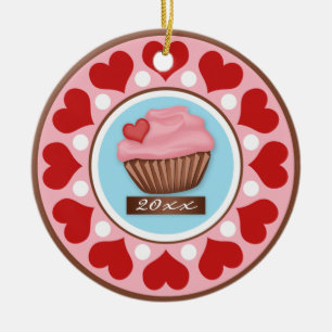 Love & Cupcake Ceramic Tree Ornament
