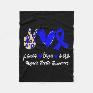 Love Cure Alopecia Areata Blue Ribbon Awareness  Fleece Blanket