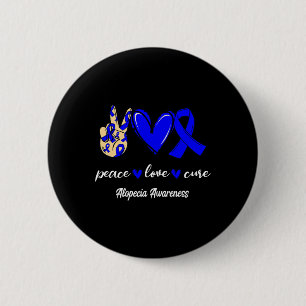 Love Cure Alopecia Blue Ribbon Awareness 6 Cm Round Badge