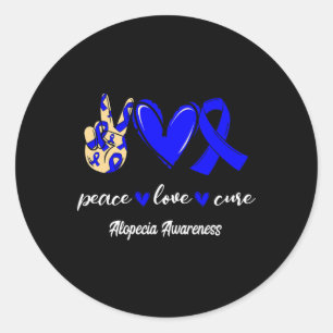 Love Cure Alopecia Blue Ribbon Awareness Classic Round Sticker