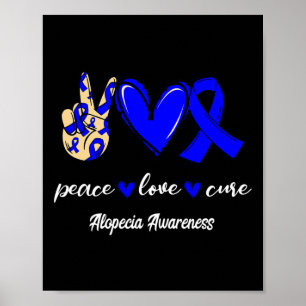 Love Cure Alopecia Blue Ribbon Awareness Poster