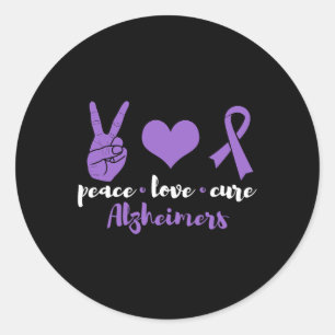Love Cure Alzheimerheimers Awareness Family Warrio Classic Round Sticker