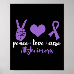 Love Cure Alzheimerheimers Awareness Family Warrio Poster