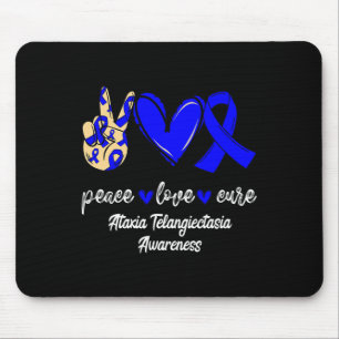 Love Cure Ataxia Telangiectasia Blue Ribbon Awaren Mouse Pad