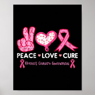 Love Cure Breast Cancer Awareness Fight Survivor W Poster