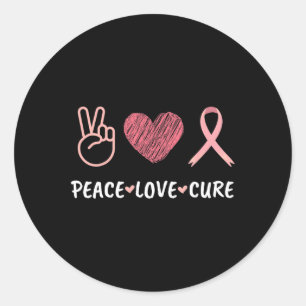 Love Cure Breast Cancer Awareness Women Classic Round Sticker