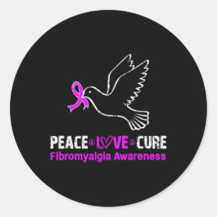 Love Cure Fibromyalgia Awareness 1 Classic Round Sticker