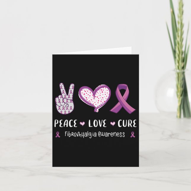 Love Cure Fibromyalgia Awareness Men Women Kids  Card (Front)