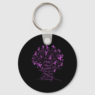 Love Cure Fibromyalgia Awareness Purple Ribbon Tre Key Ring