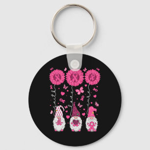 Love Cure Gnomes Sunflower Breast Cancer Awareness Key Ring