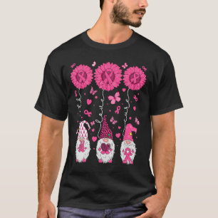 Love Cure Gnomes Sunflower Breast Cancer Awareness T-Shirt