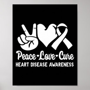 Love Cure Go Red American Heart Disease Awareness  Poster
