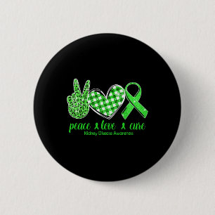 Love Cure Green Ribbon Kidney Disease Awareness 6 Cm Round Badge