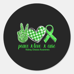 Love Cure Green Ribbon Kidney Disease Awareness Classic Round Sticker
