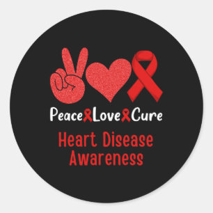 Love Cure Heart Disease Awareness Month Men Women Classic Round Sticker
