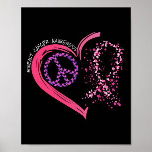 Love Cure Hearted Pink Ribbon Breast Cancer Awaren Poster