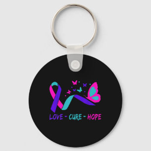 Love Cure Hope Cervical Cancer Warrior Butterfly R Key Ring