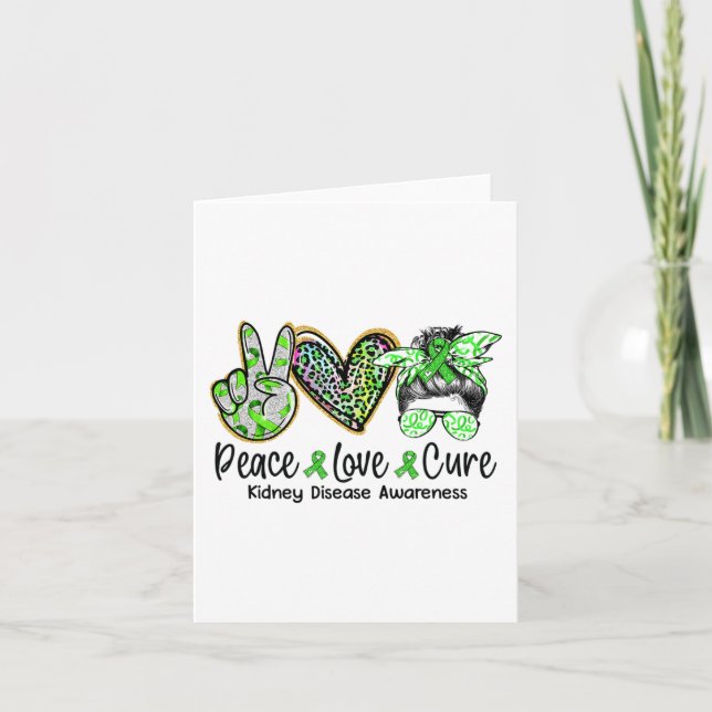 Love Cure Messy Bun Women Kidney Disease Awareness Card (Front)