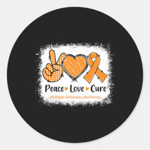 Love Cure Multiple Sclerosis Ms Awareness Orange Classic Round Sticker