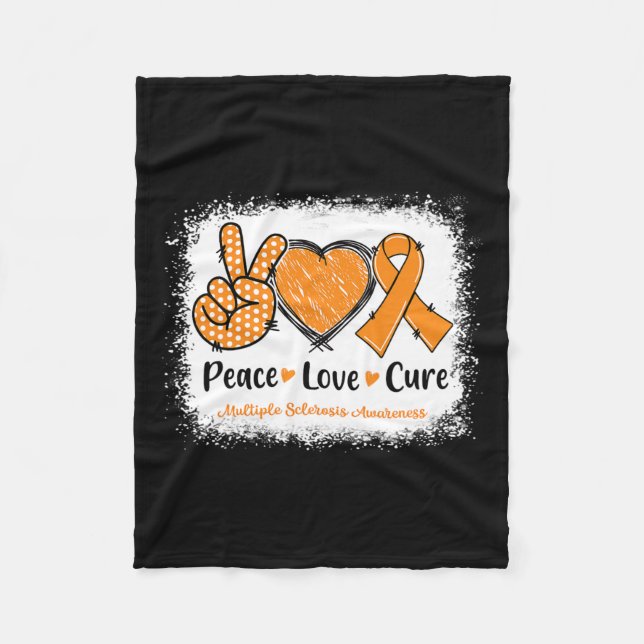 Love Cure Multiple Sclerosis Ms Awareness Orange  Fleece Blanket (Front)