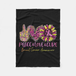 Love Cure Pink Leopard Sunflower Breast Cancer Fleece Blanket