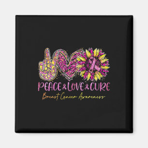 Love Cure Pink Leopard Sunflower Breast Cancer Magnet